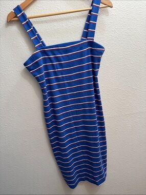 Lulu's Blue Striped Square-Neck Mini Dress